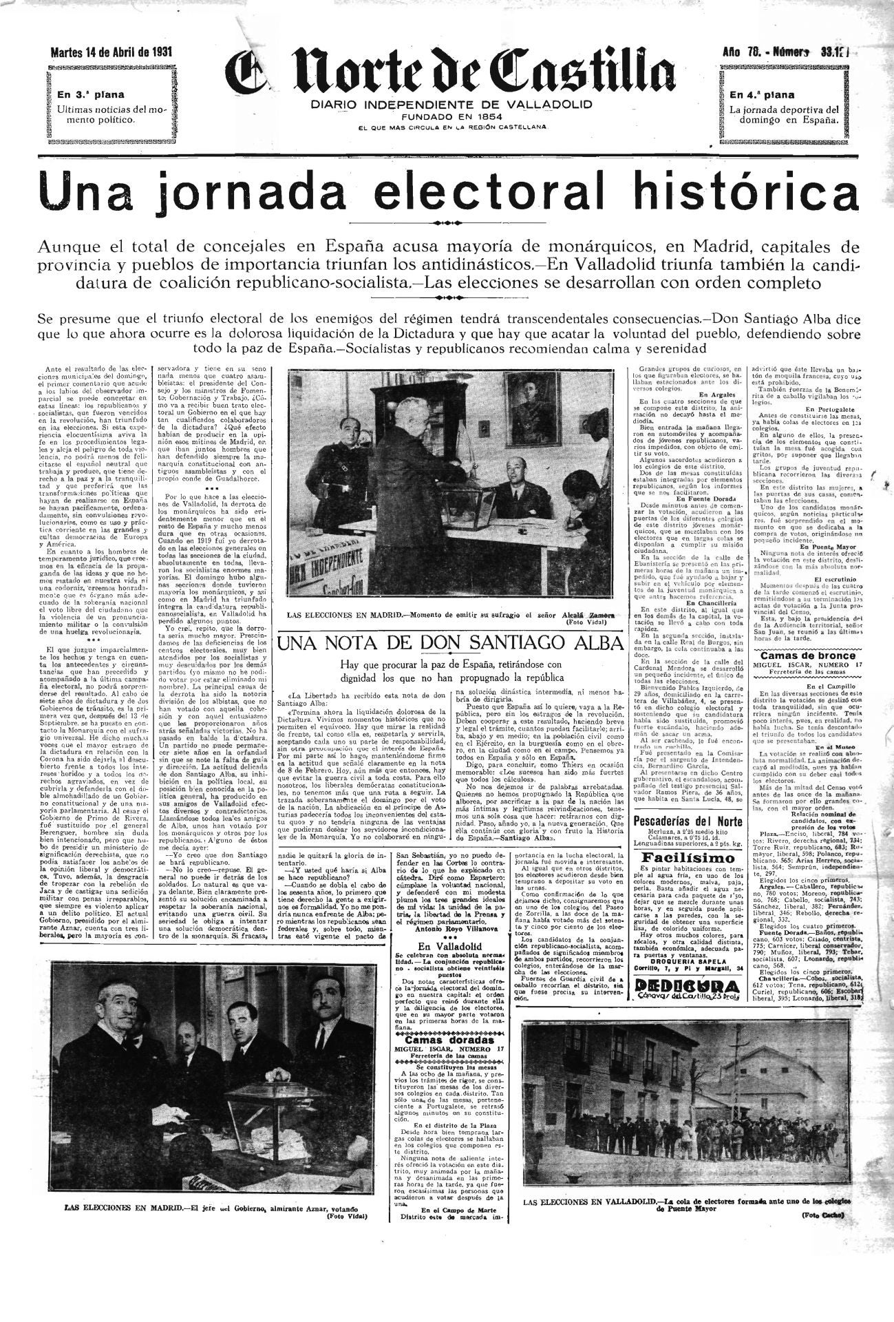 Las elecciones de abril de 1931 conducirán a España a la II República.