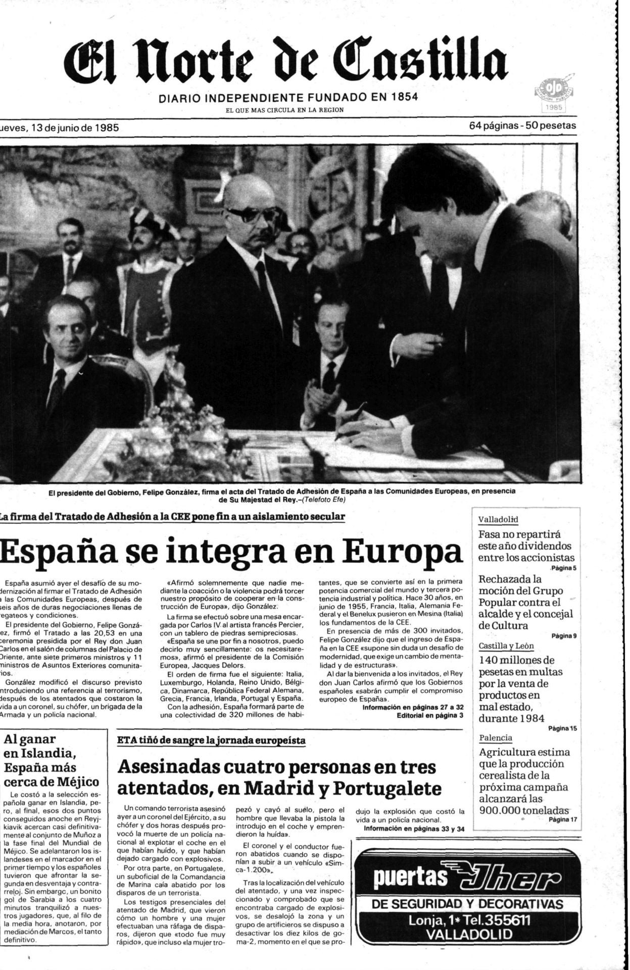 España se incorpora a la CEE (lo que ahora llamamos Unión Europea).