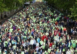 Los participantes en la marcha de 2023 en la Acera Recoletos.