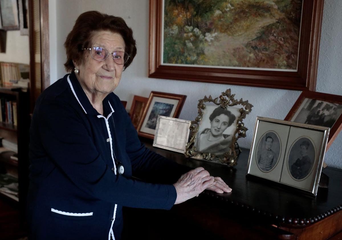 Boni Valcabado, al cumplir los 109 años, en su domicilio del Paseo de Zorrilla.