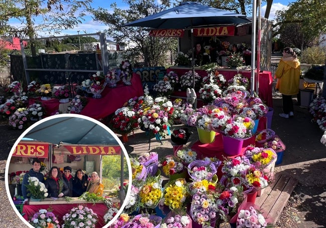 Flores Lidia en el parking del Cementerio de El Carmen.