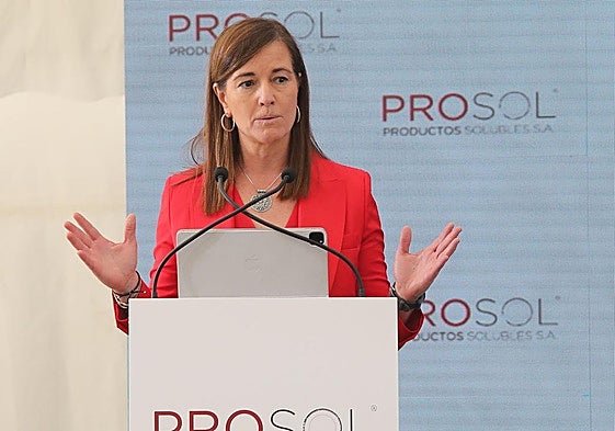 Rocío Hervella, el mes pasado en la inauguración de la caldera de biomasa en su empresa.