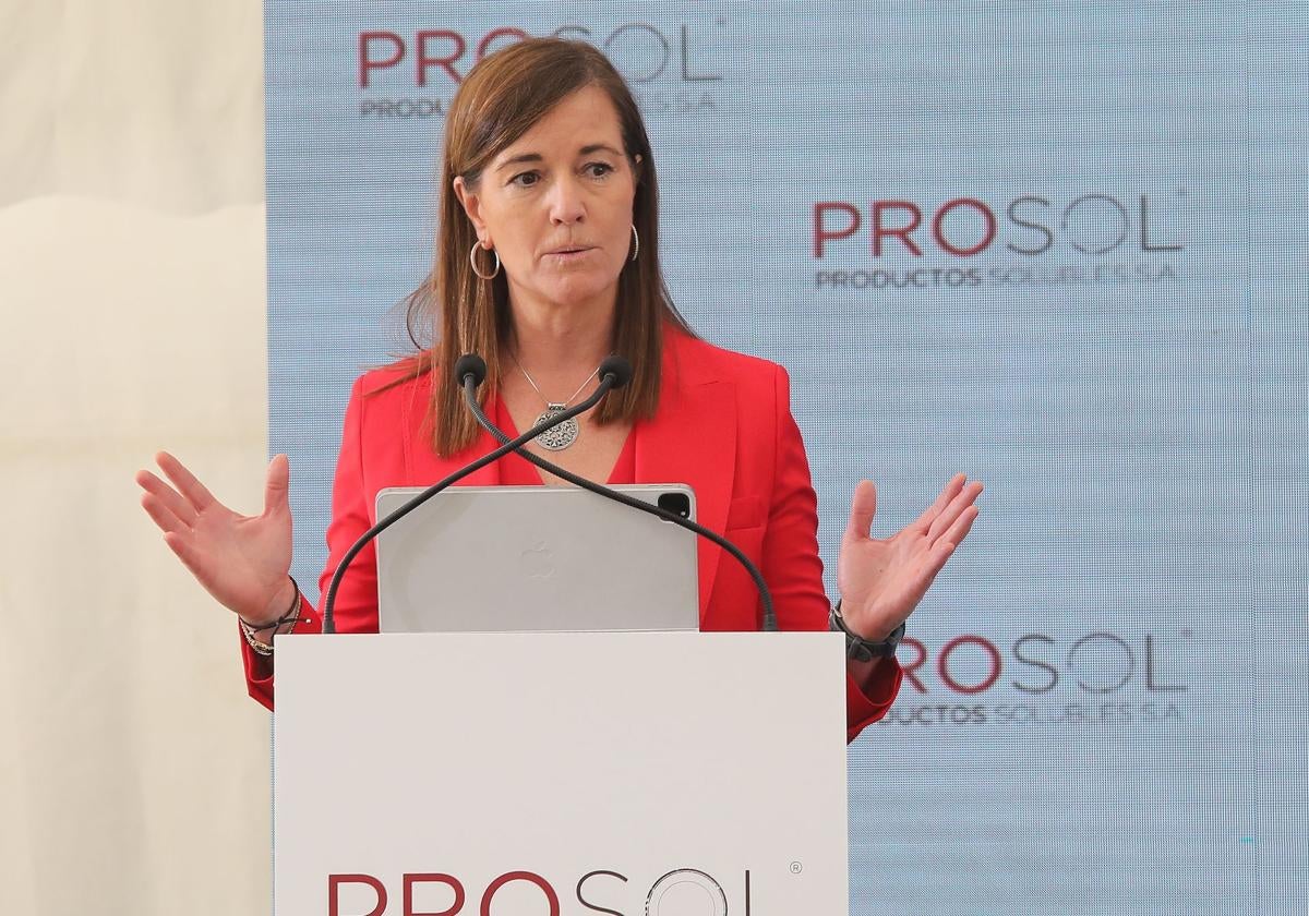 Rocío Hervella, el mes pasado en la inauguración de la caldera de biomasa en su empresa.