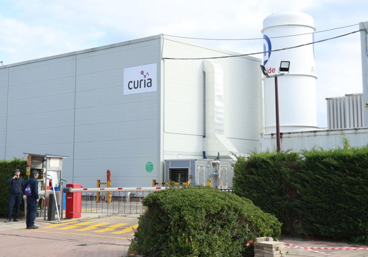 Acceso a las instalaciones de la farmacéutica Curia Spain en el Parque Tecnológico de Boecillo (Valladolid).