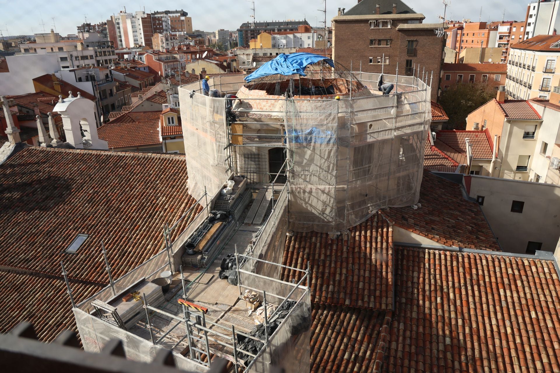 Los avances en las obras de restauración de la cúpula de la Vera Cruz, en imágenes