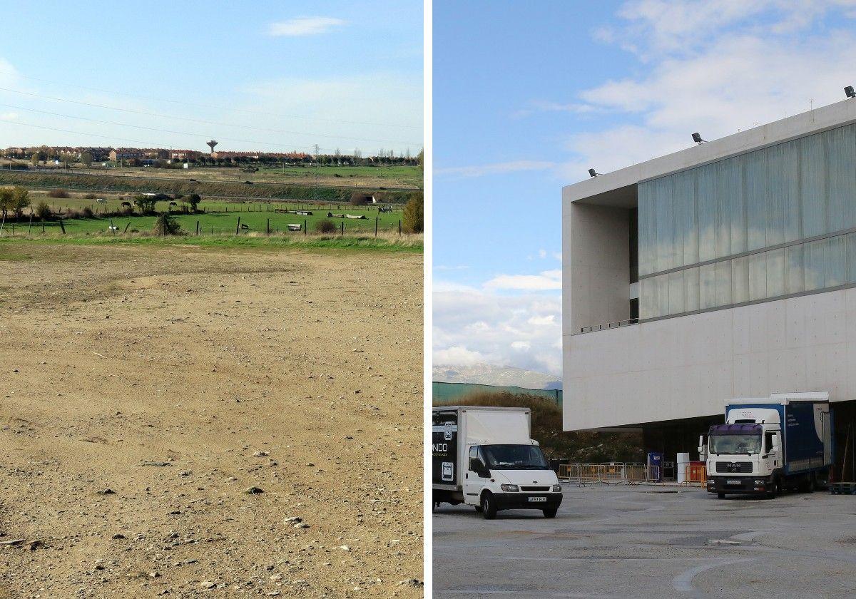 Terrenos del sector de Palazuelos, donde estaba prevista la construcción del recinto ferial; y entorno del edificio CIDE, donde se reubicarán estas instalaciones.