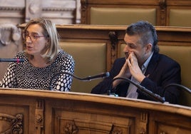 Los concejales de Toma la Palabra, Rocío Anguita y Jonathan Racionero, en un pleno anterior.