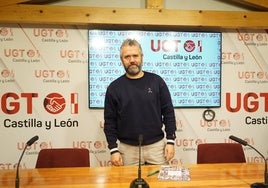 El secretario de Acción Sindical de UGT en Castilla y León, Raúl Santa Eufemia, este viernes en rueda de prensa.