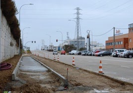 Obras de los carriles bici en la calle Oro.