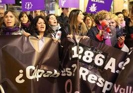 Manifestación contra la violencia de género, este lunes en Valladolid.