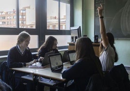 Alumnos de Secundaria en el colegio Amor de Dios de Valladolid.