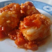 Bacalao con tomate y pimientos