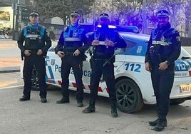 Los cuatro agentes de la Policía Local de Segovia del primer equipo desplazado a tierras valencianas.