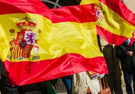 Banderas de España por el Día de la Constitución en Salamanca, hace dos años.