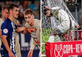 Jorrin, de la Deportiva, en el choque copero ante el Castellón; y Marcos André, en Ávila.