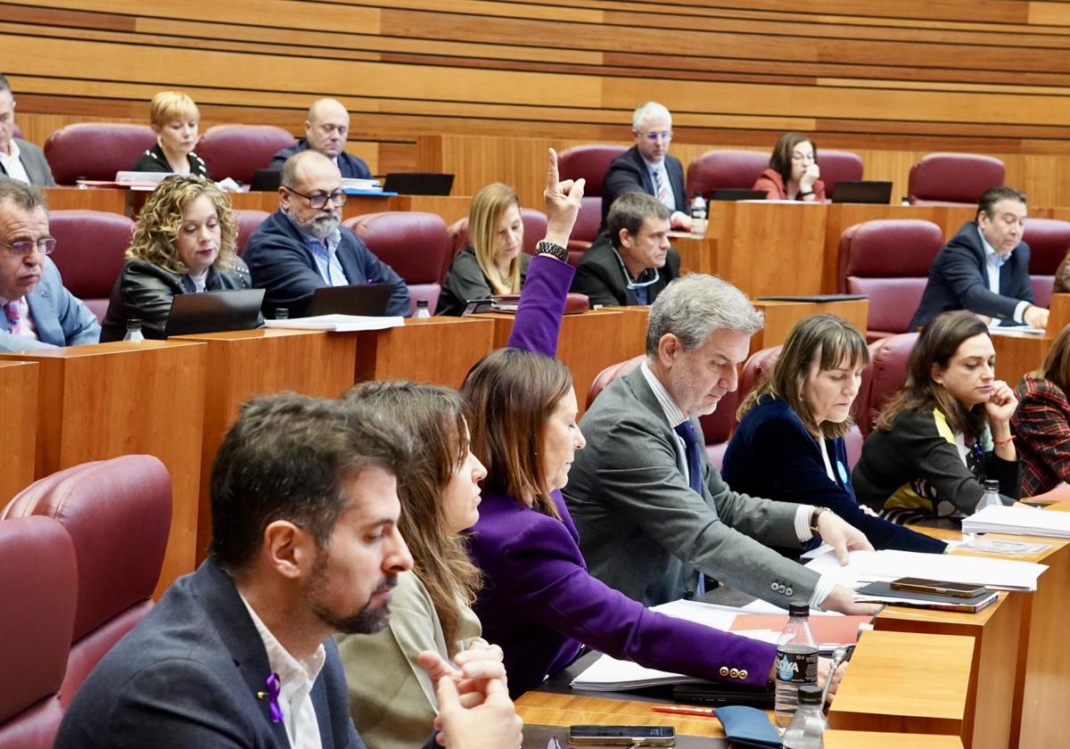 Rosa Rubio, del Grupo Parlamentario Socialista, marca el sentido del voto en una sesión reciente las Cortes.