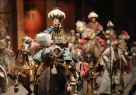 Figuras de los Reyes Magos del belén napolitano del Museo Nacional de Escultura de Valladolid.