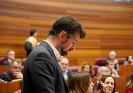 Luis Tudanca, en el pleno de las Cortes, este martes.