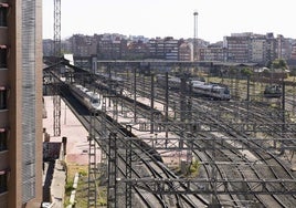 Playa de vías actual de la estación Campo Grande de Valladolid.