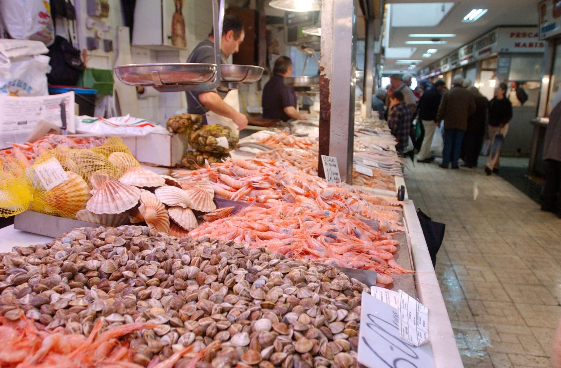 Marisco a la espera de comprador en una pescadería.