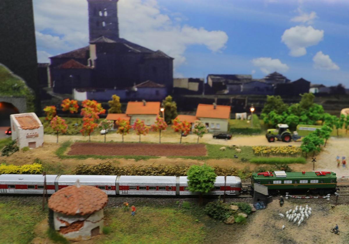 Detalle de la maqueta de tren expuesta en Palencia.