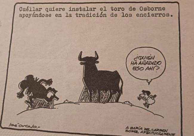 El humorista gráfico José Orcajo dedicó a María del Carmen una viñeta con motivo de la petición.