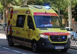 Una ambulancia circula por el paseo Conde de Sepúlveda.