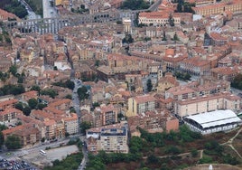 Vista aérea de una parte de Segovia.