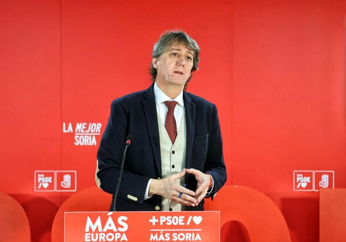 Carlos Martínez, en Soria esta semana durante la rueda de prensa en la que anunció su candidatura.