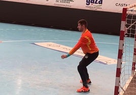 César Pérez, durante un entrenamiento esta semana.