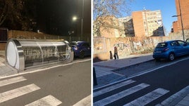 Parkibici colocado a finales de diciembre en Rafael Cano y situación actual del lugar.