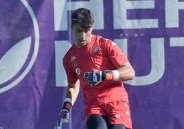 Álvaro Aceves, durante un entrenamiento con el Real Valladolid