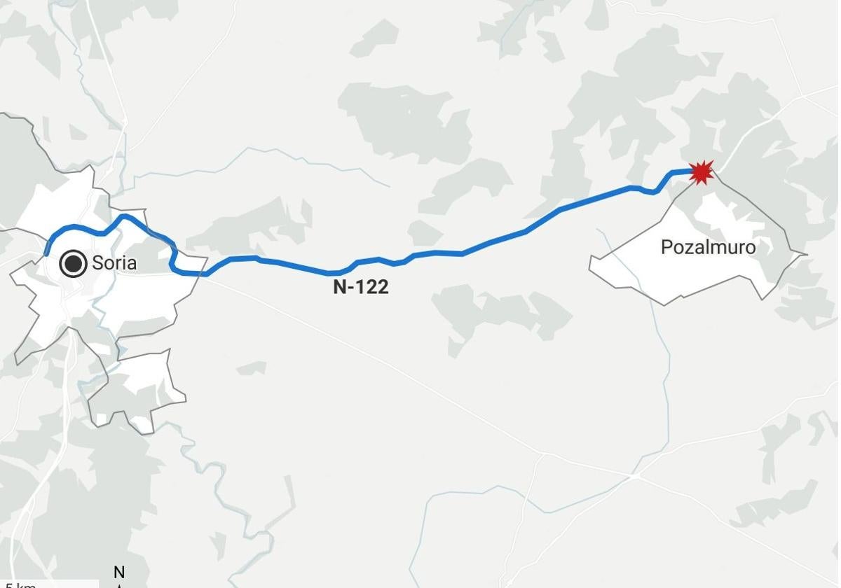 Lugar del accidente mortal en la N-122.