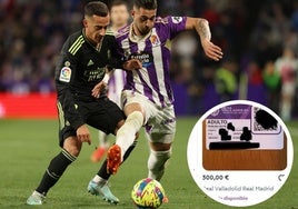 Uno de los últimos encuentros entre el Real Valladolid y el Real Madrid. En el detalle, captura de uno de los diferentes anuncios en la red.