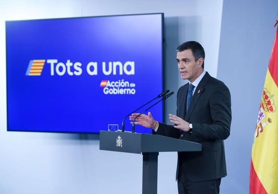 El presidente del Gobierno, Pedro Sánchez, ayer, durante una rueda de prensa tras el Consejo de Ministros.