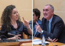 Noemí Otero y José Mazarías, durante el último pleno del Ayuntamiento de Segovia.