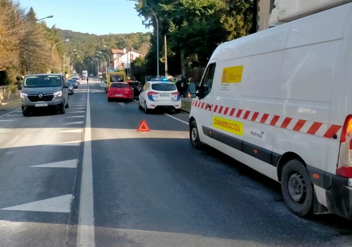 Accidente ocurrido este lunes por la tarde en la travesía de San Rafael.