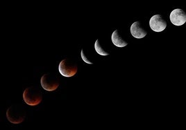 Fases de un eclipse lunar desde el Teide