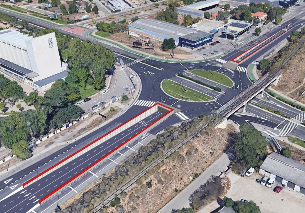 Recreación del futuro túnel en la rotonda de San Agustín.