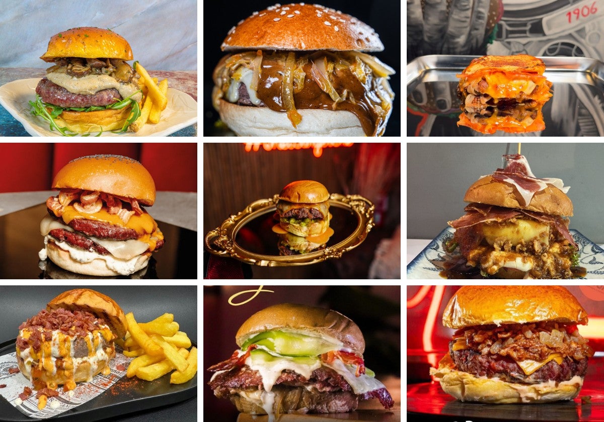 Fotografías de las nueve hamburguesas que participarán en el concurso.