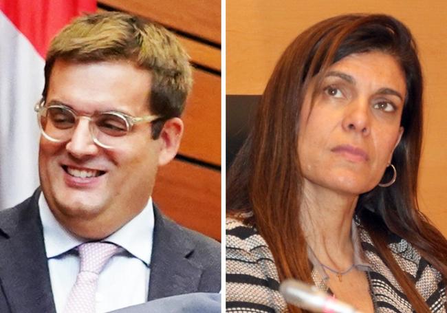 Marcos Herrero Martínez-Tutor, letrado mayor de las Cortes, y Patricia Navarro, letrada designada para ocupar la plaza anulada.