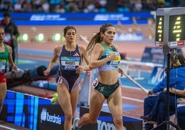 Marta García, en la carrera de los 3.000 metros, hoy en Madrid.