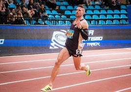 El palentino Óscar Husillos, durante la carrera.