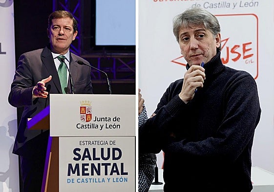 El presidente de la Junta, Alfonso Fernández Mañueco, y el secretario general del PSCyL, Carlos Martínez.