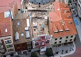 Vista de la obra del Teatro Lope de Vega grabada desde un dron.