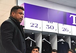 Ronaldo, en el vestuario blanquivioleta este viernes.
