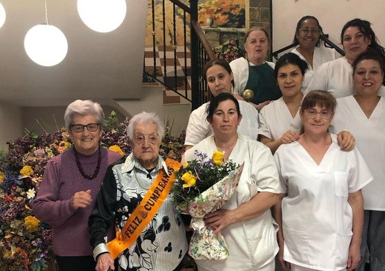 Victoria Gil, en su cumpleaños en la residencia.
