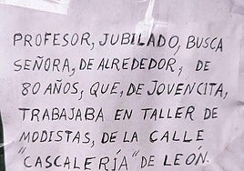 Imagen del cartel colocado por el protagonista de la historia.