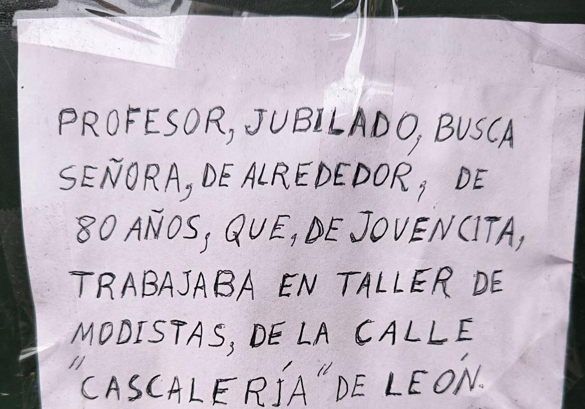Imagen del cartel colocado por el protagonista de la historia.