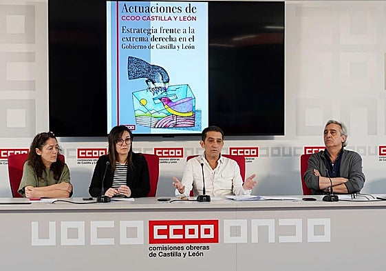 Rueda de prensa de CCOO para informar de la sentencia, este miércoles.